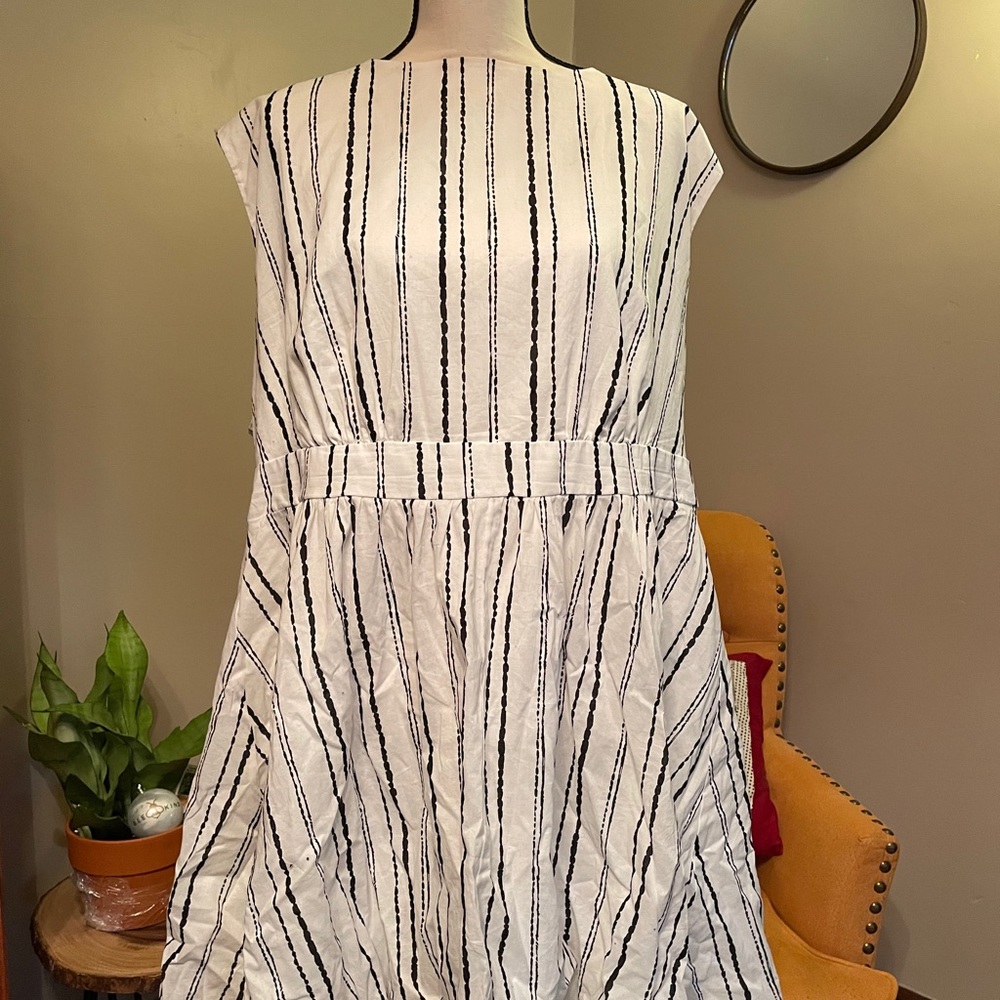 White and black striped dress